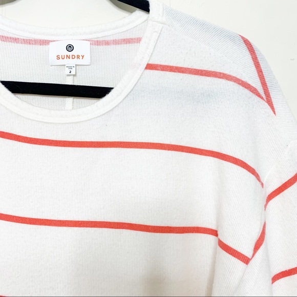 Sundry red & white stripe kimono sleeve top/sweater size 2 (M) - Picture 5 of 9